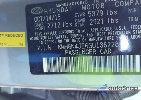 2016 Hyundai Genesis 3.8 из США, поврежденный, VIN KMHGN4JE6GU136228